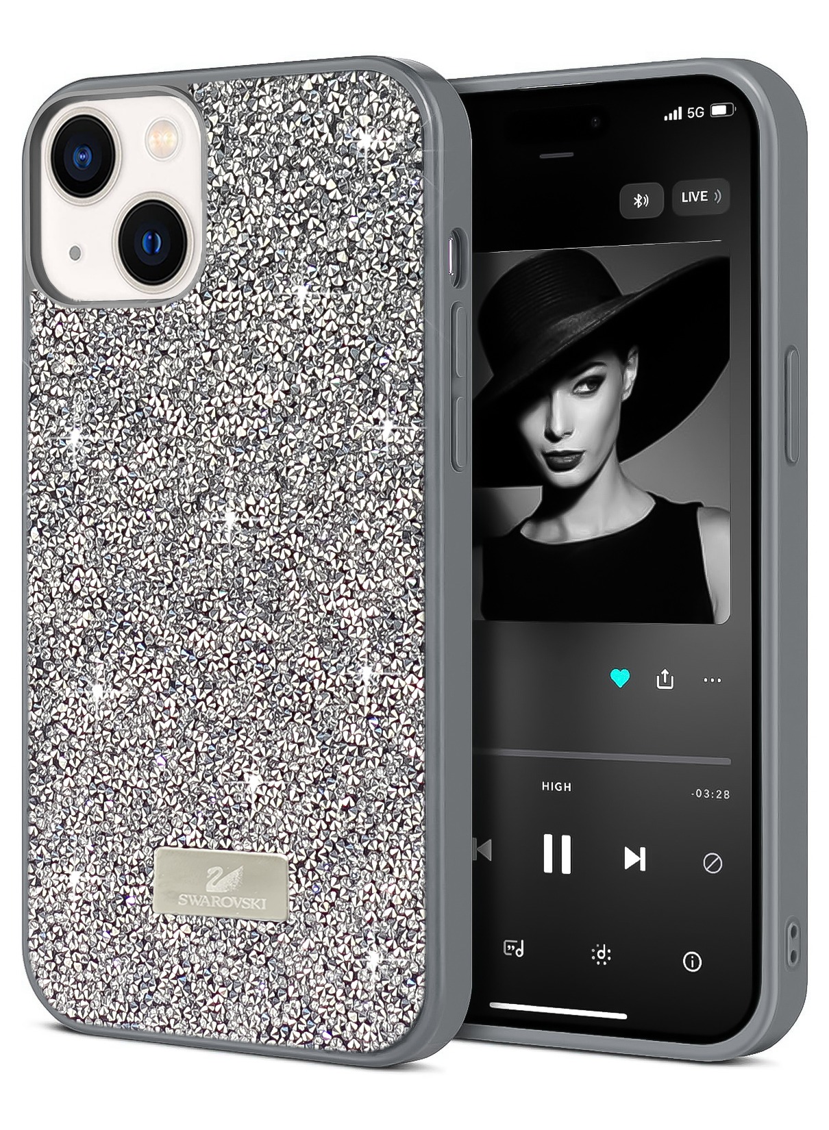 Dl3 Mobilak Case For iPhone 15 (6.1 Inch) Case Glitter, Sparkle Diamond Crystal Bling Case with Bling, Ultra Thin Lightweight Full Body Shockproof Anti-Scratch Protective Cover