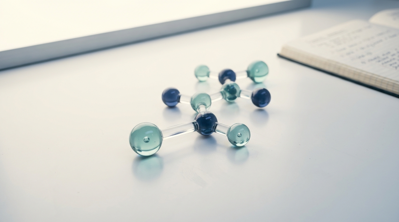 Glass molecular model of amino acid chains forming peptide bonds