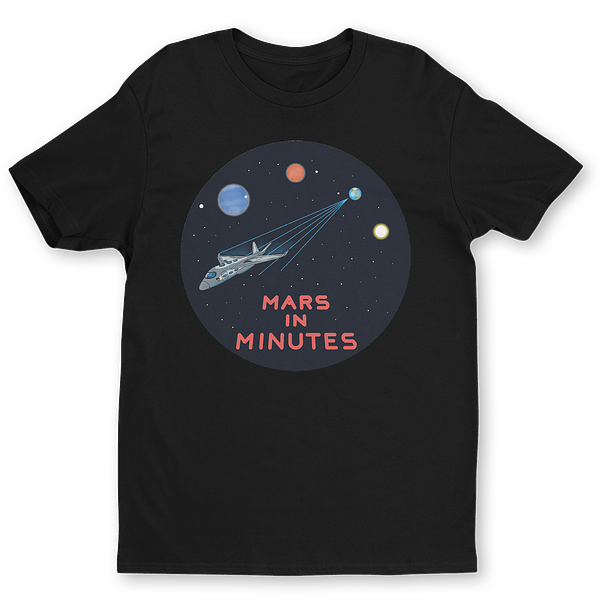 Mars In Minutes — Blue Cube Rocket T-shirt