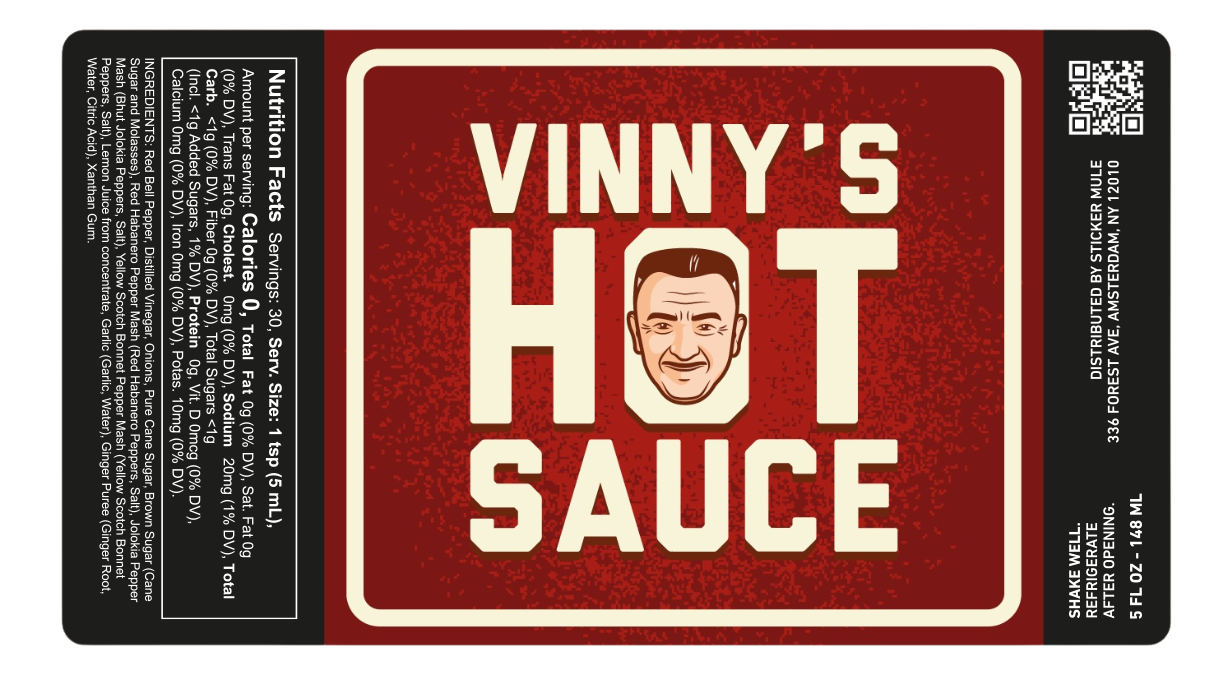 An example of sticker mule's white label hot sauce