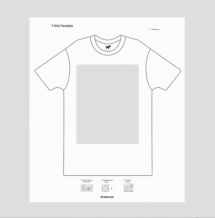 Bringing artwork into the t-shirt print template in Adobe Illustrator