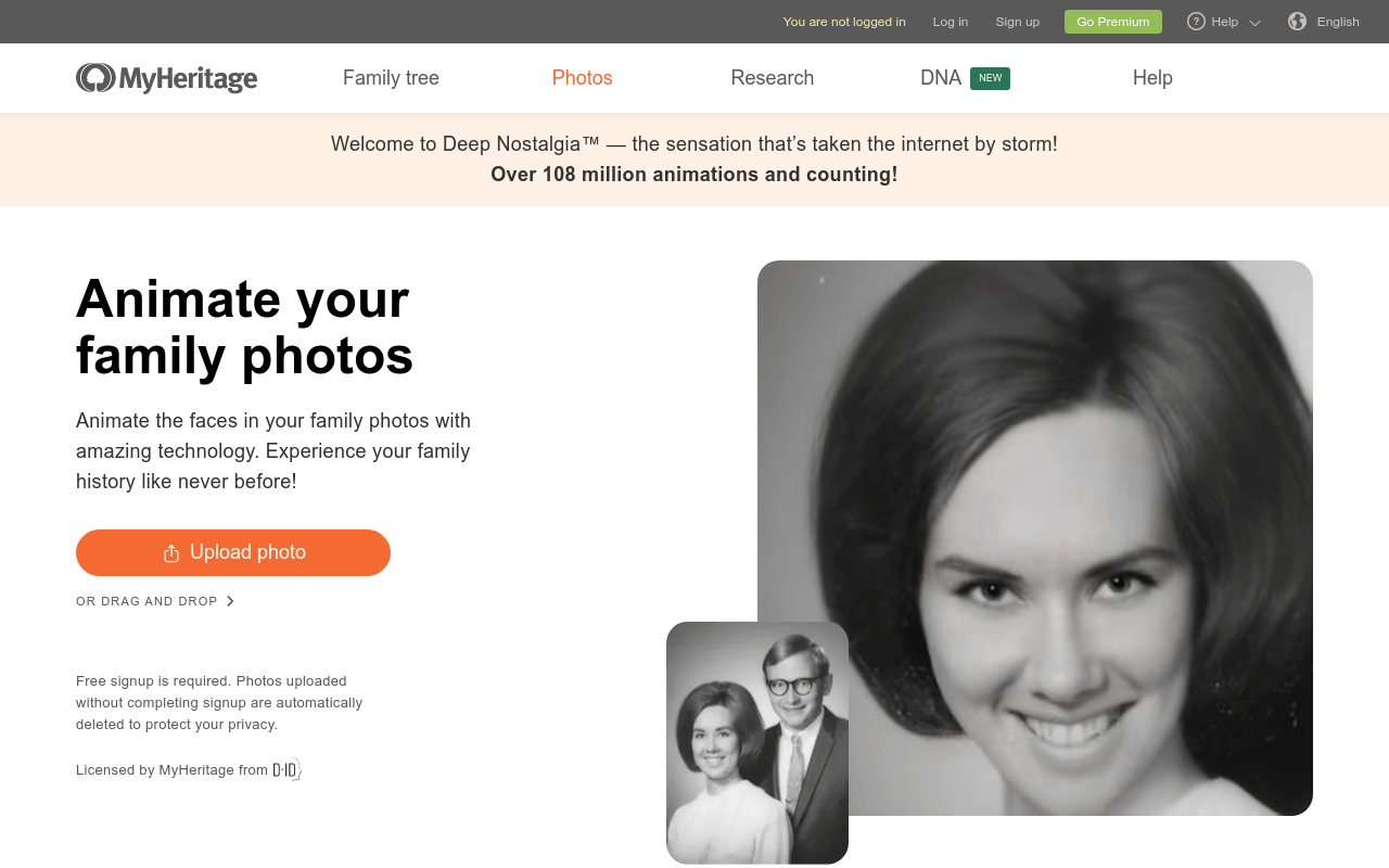 animate old family photos with AI