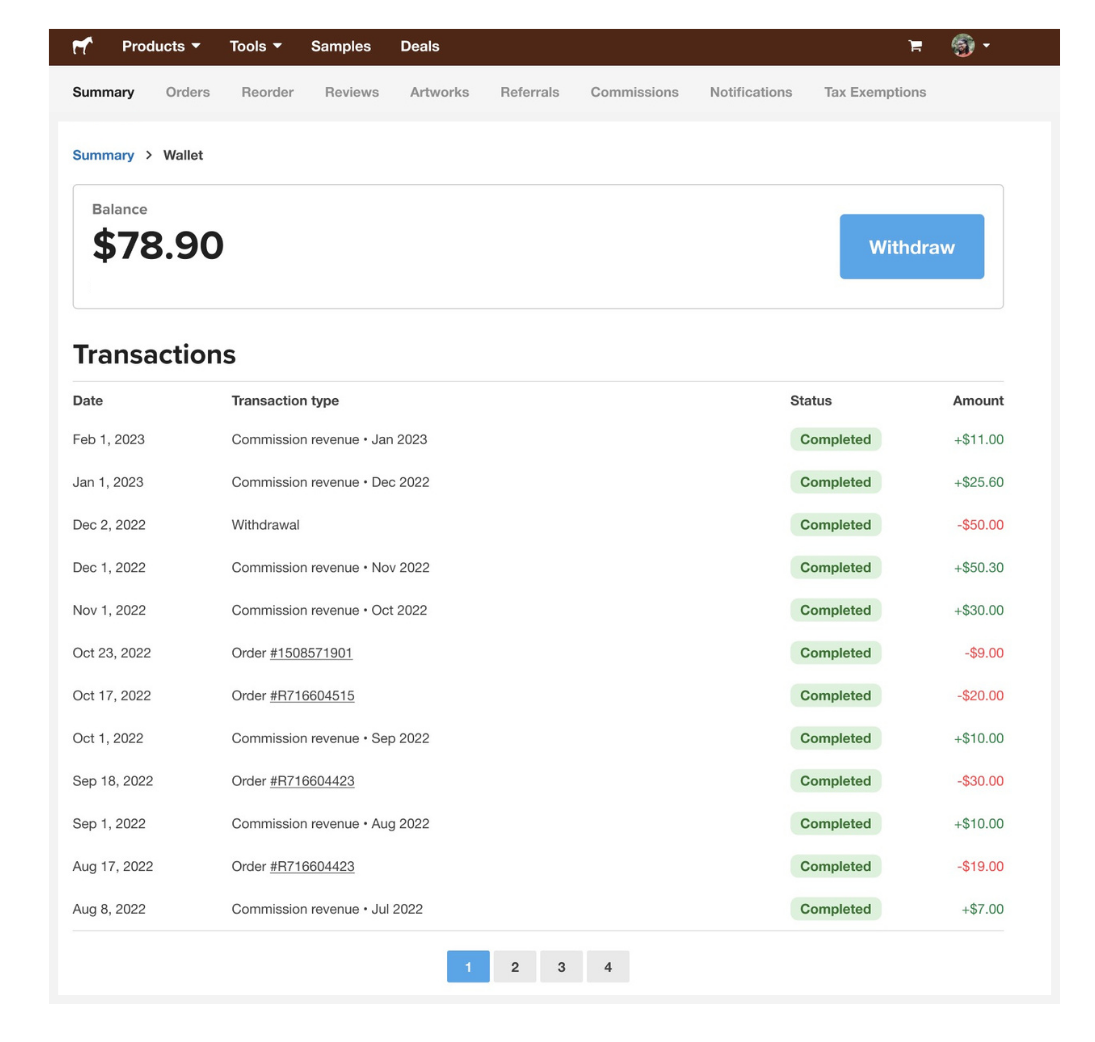 imagem mostrando onde você pode monitorar suas compras e referências do programa de comissões