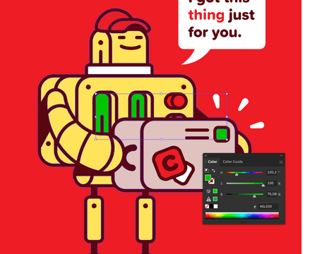Improving colors of an illustration in Adobe Illustrator using the HSB slider