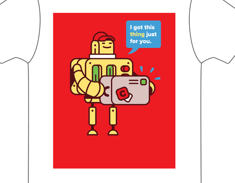 T-shirt design on a red background in Adobe Illustrator