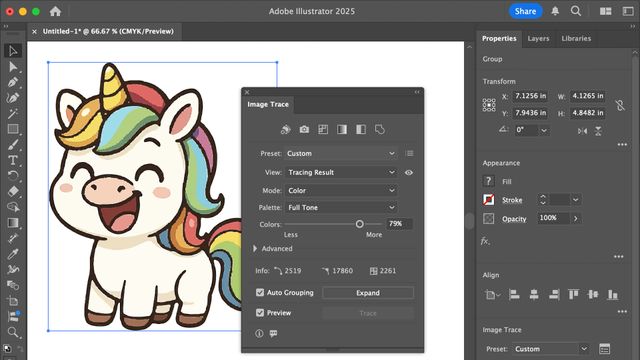 image trace sur adobe illustrator