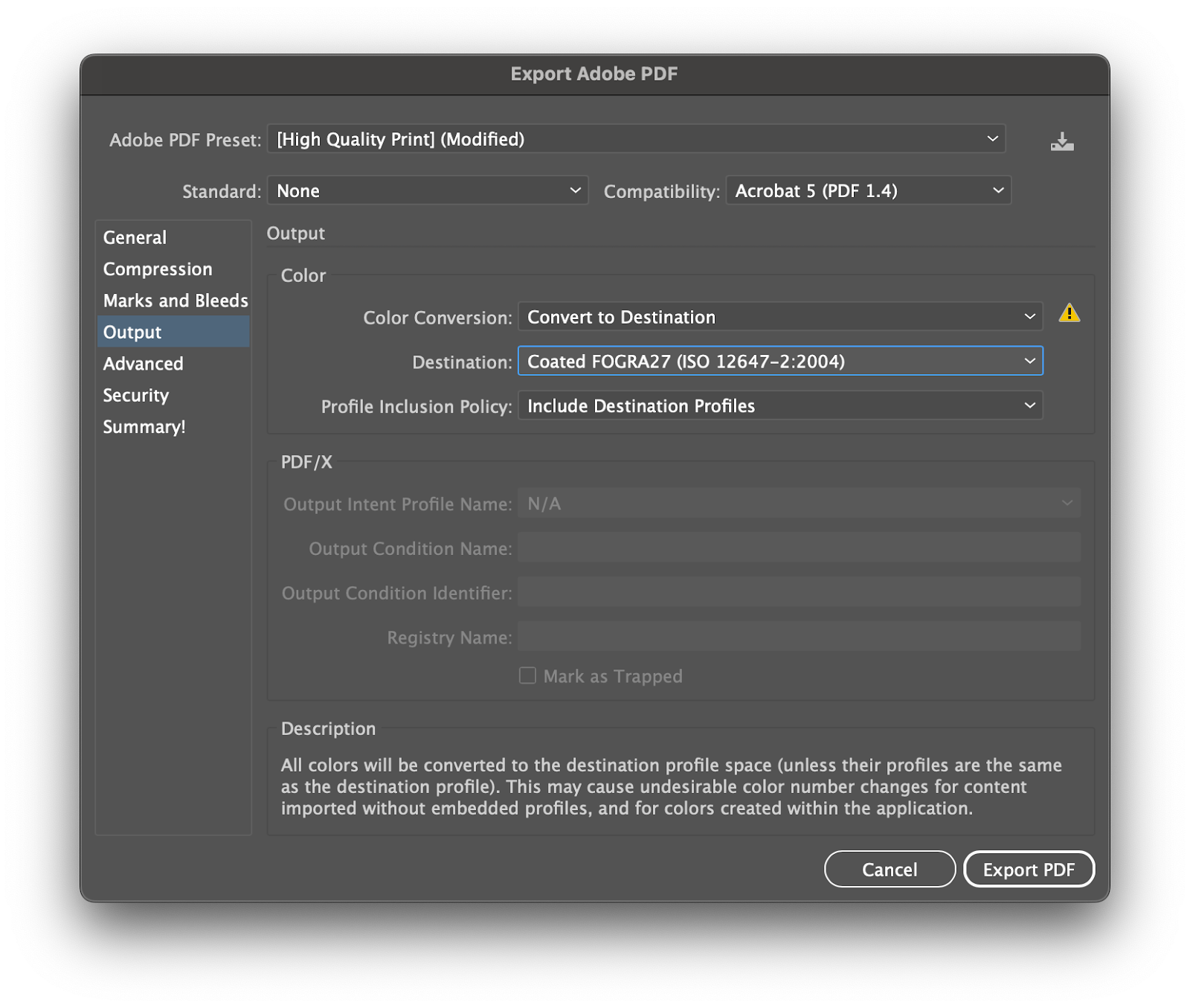 set to cmyk color mode