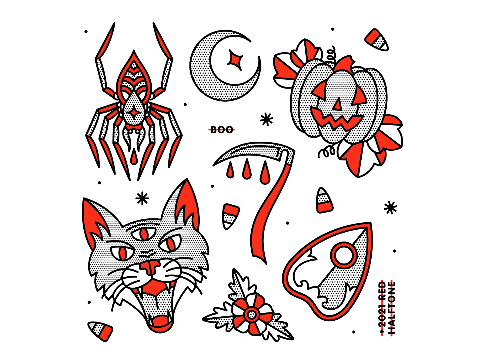 halftone patterns sticker design trend
