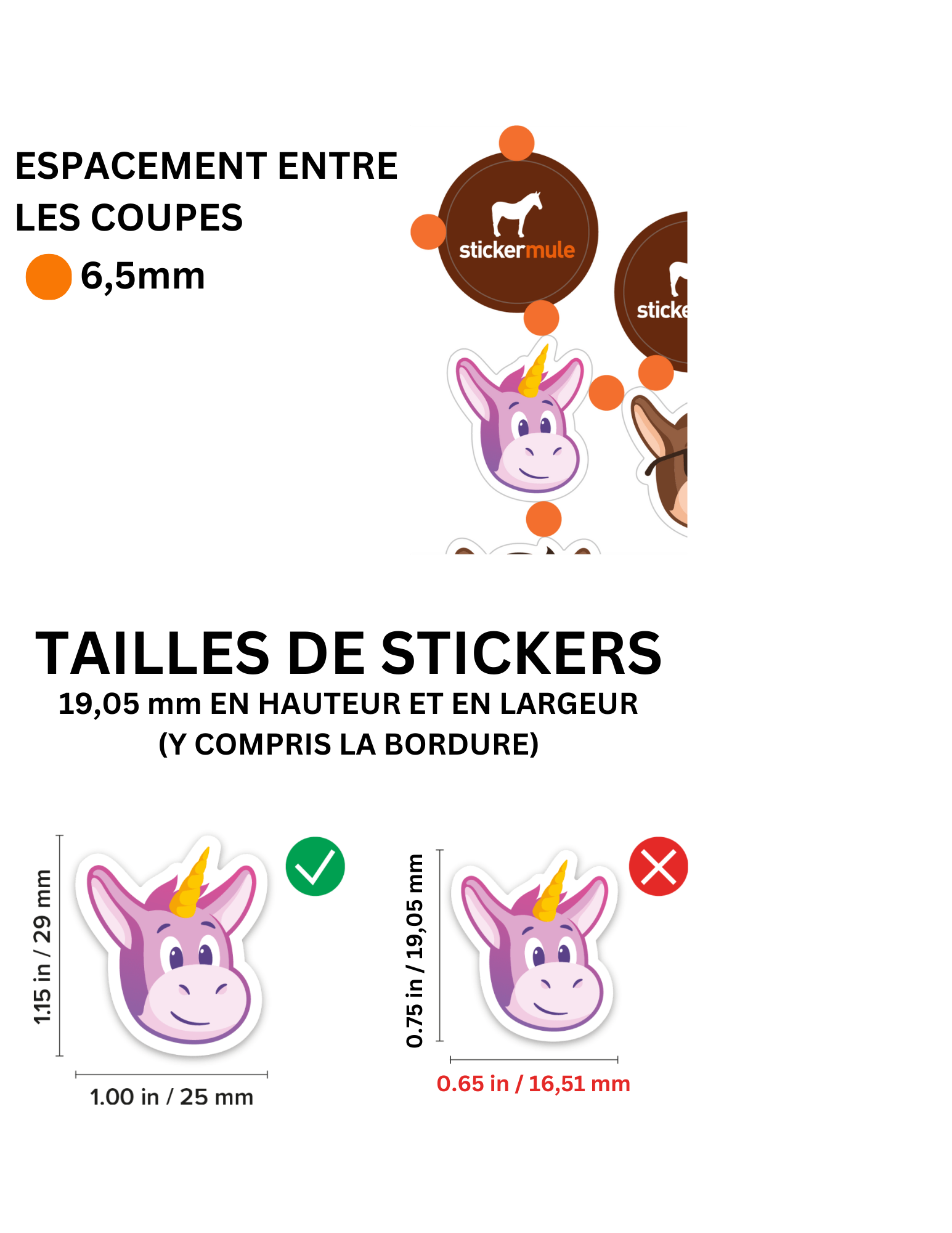 Quel espace est requis entre chaque image d'une planche de stickers ...