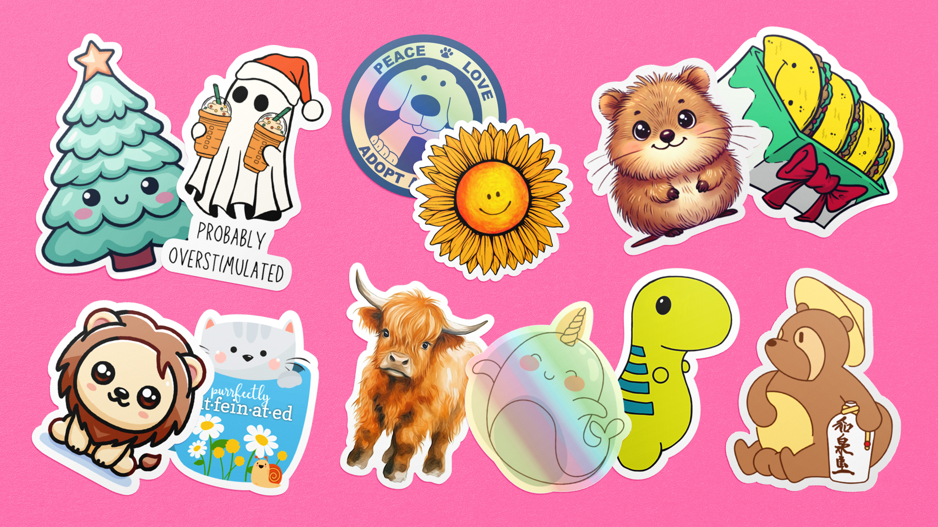 12 adesivos fofos nas Lojas da Sticker Mule