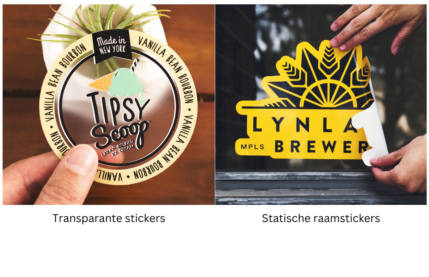 transparante sticker op maat vs. statische raamsticker op maat
