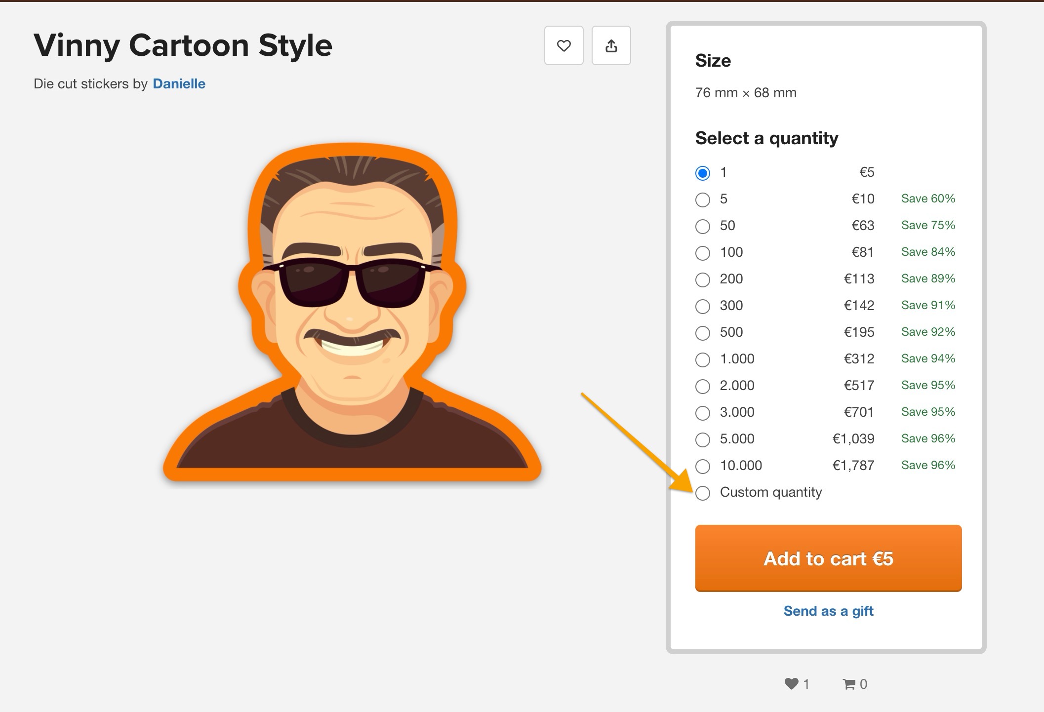 Stores allows you to select individual stickers when you order