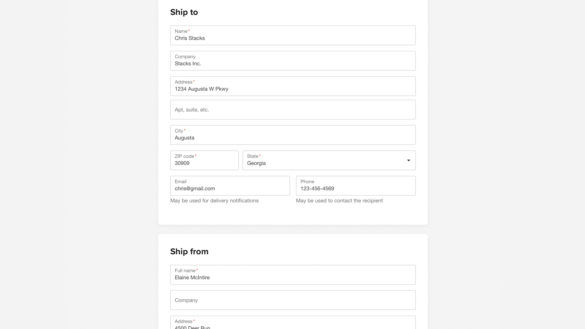 Ship addresses