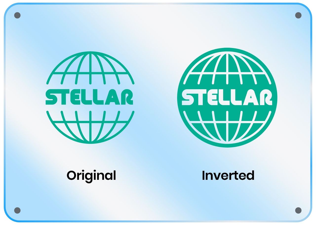 diseño original vs invertido en sticker transferible