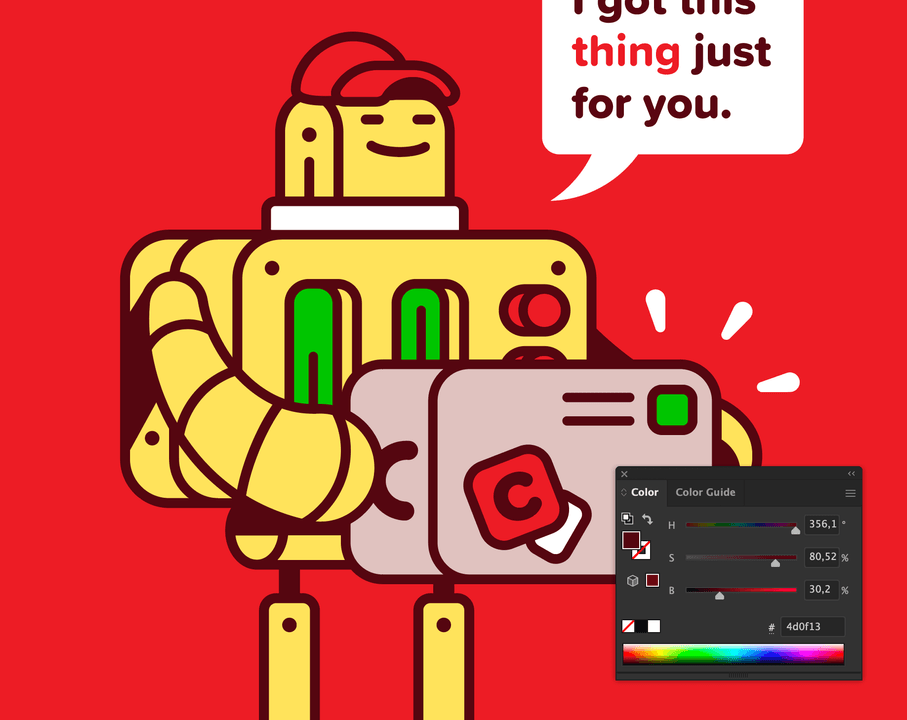 Improving colors of an illustration in Adobe Illustrator using the Brightness option in the HSB slider