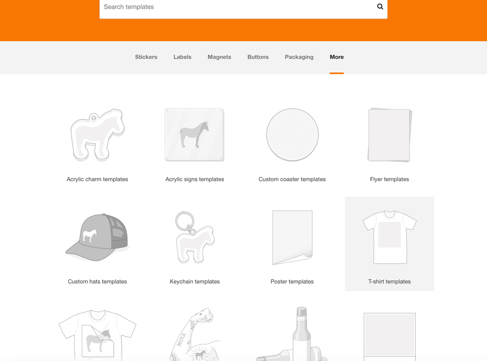 Overview of all print templates from Sticker Mule