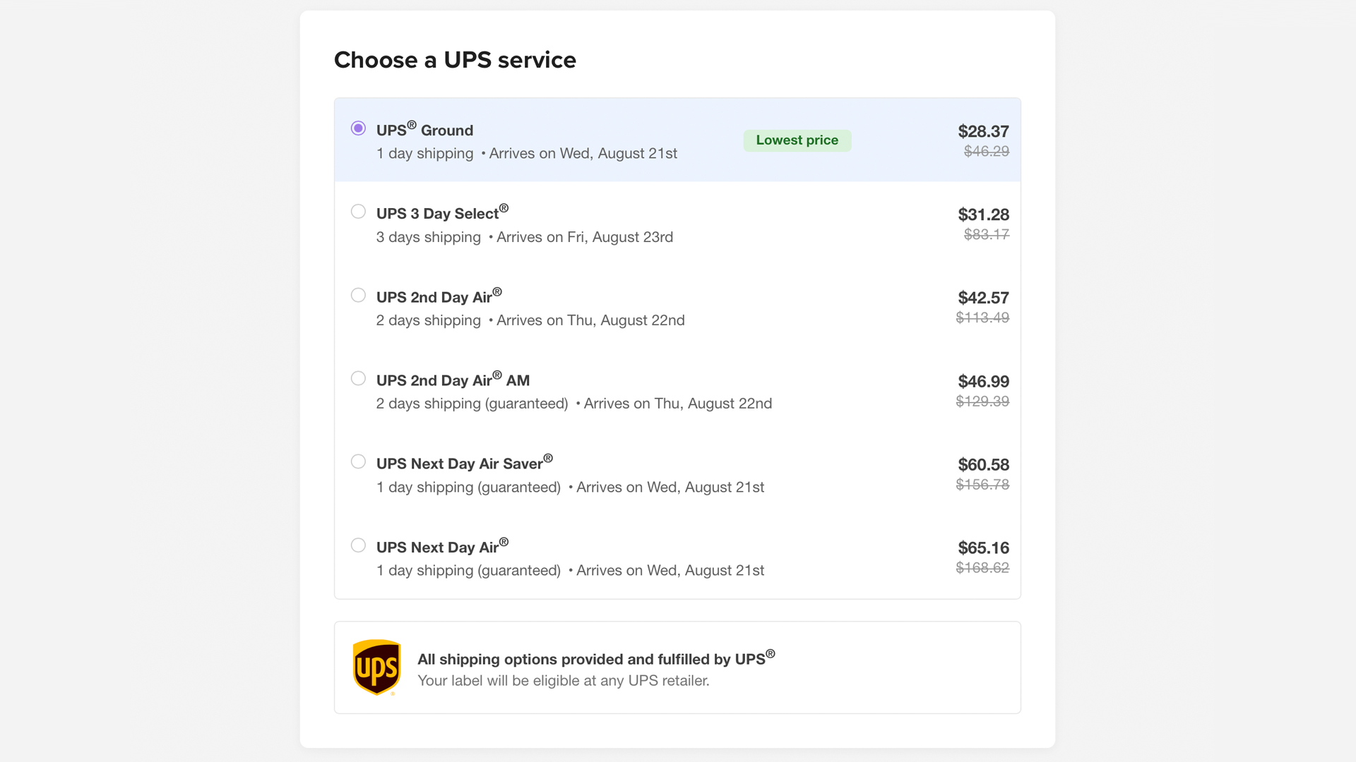 shipping methods