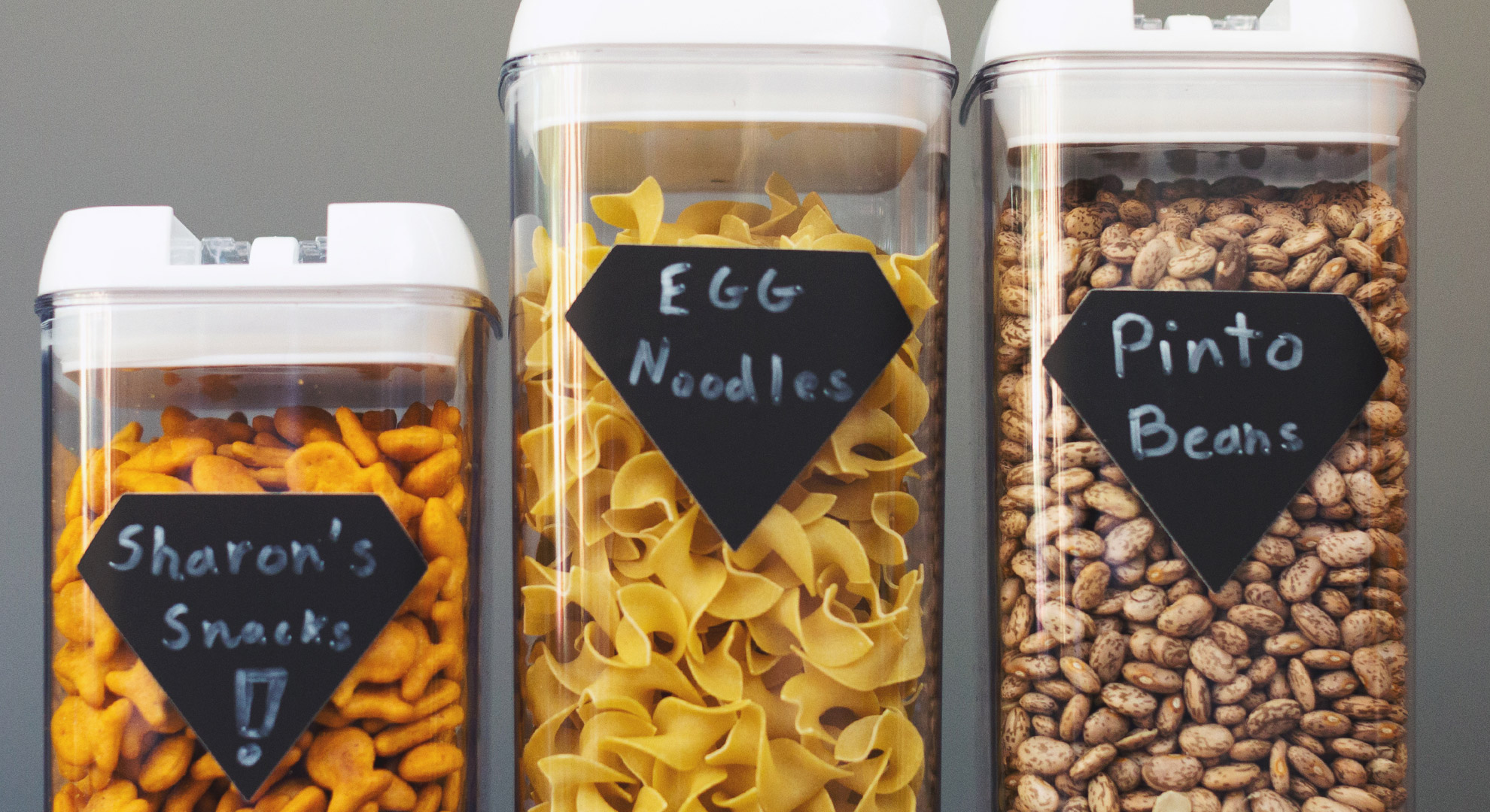 Custom chalkboard labels for food storage