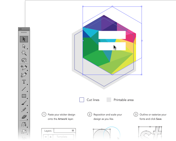 Étiquettes autocollantes personnalisées - Modèle hexagonales