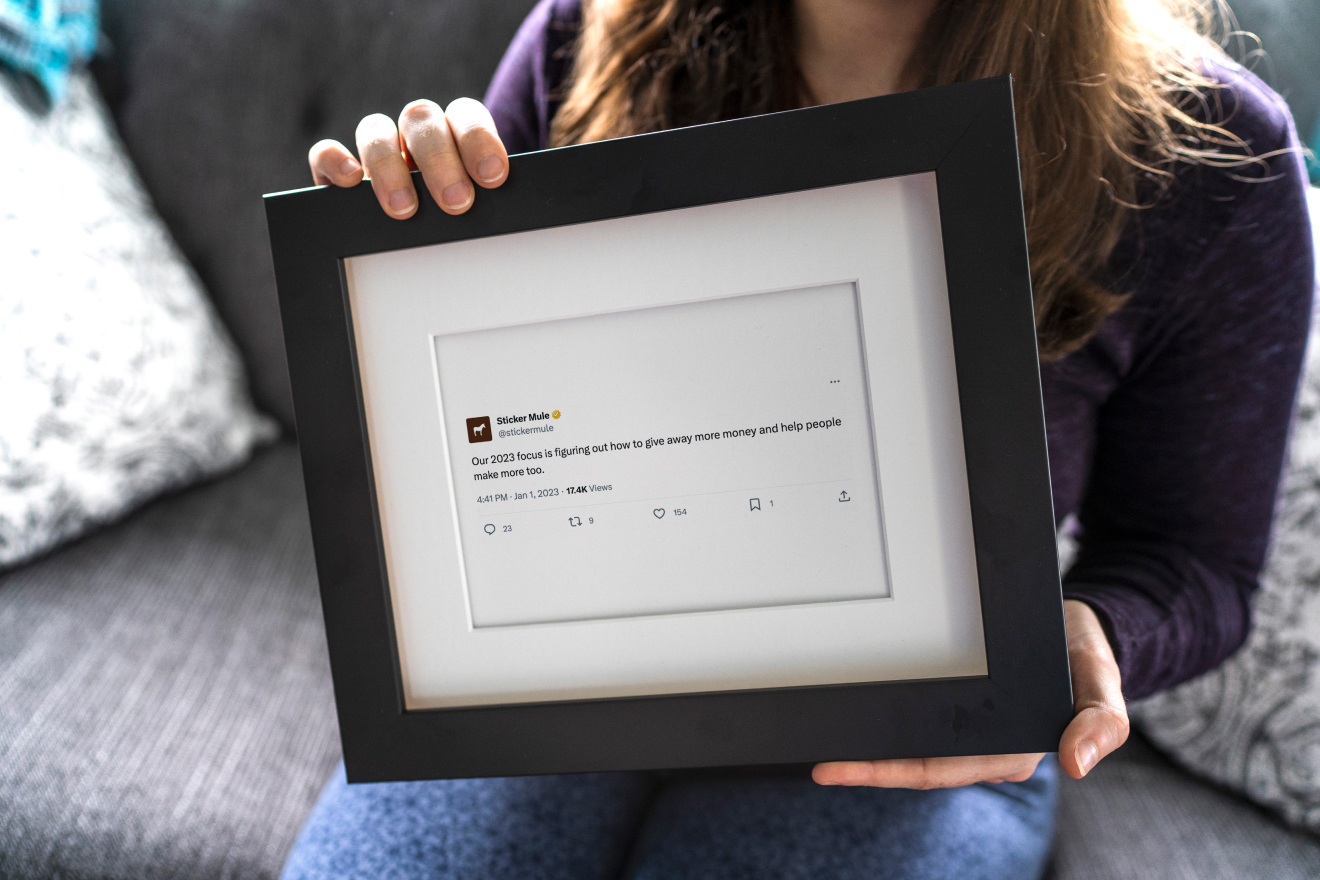Framed post in black frame