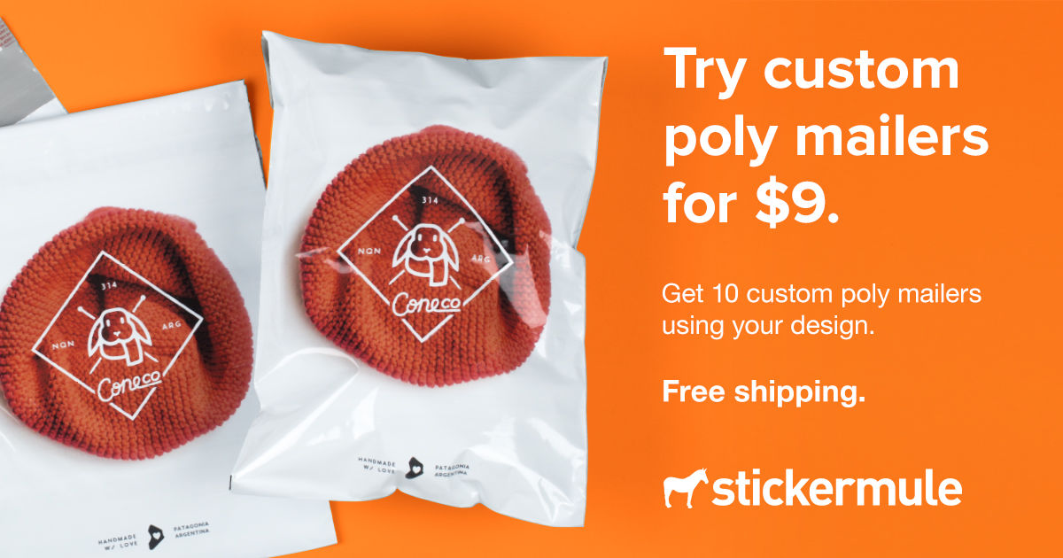 Custom poly mailer samples Sticker Mule