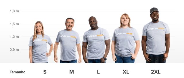 Guia de tamanho das camisetas