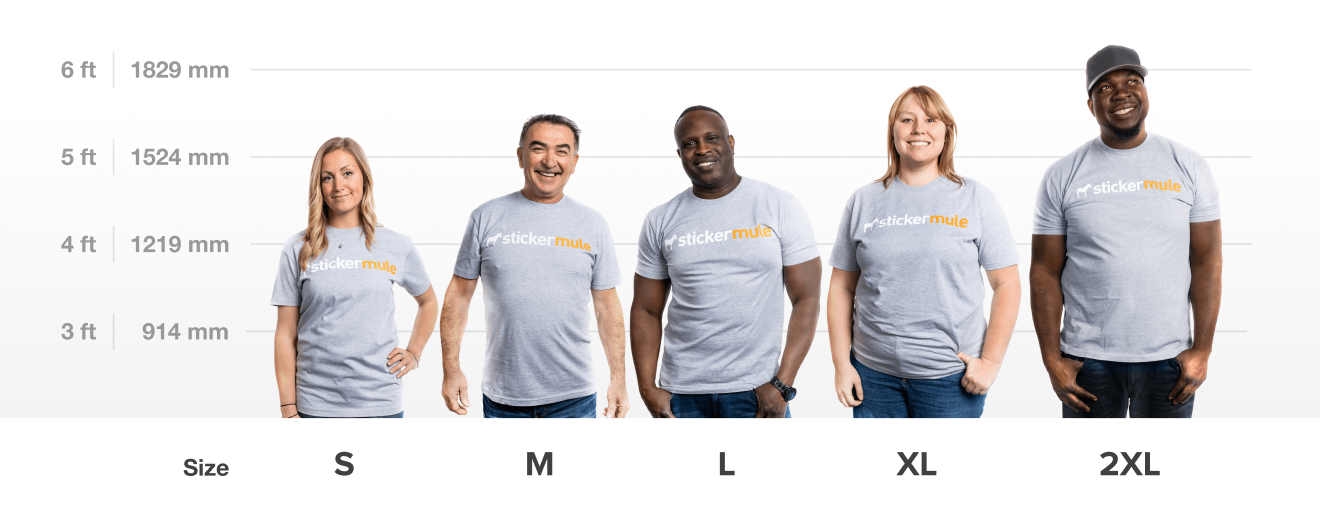 Maattabel t-shirts