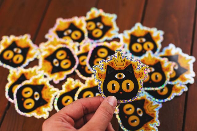 adesivos de glitter de gato personalizados
