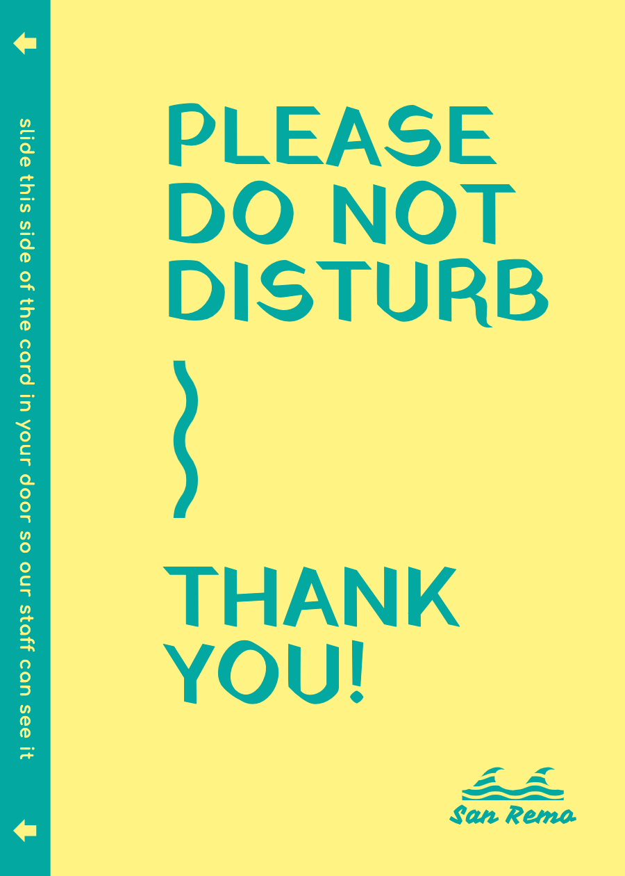 San Remo Surf Resort - DND door card