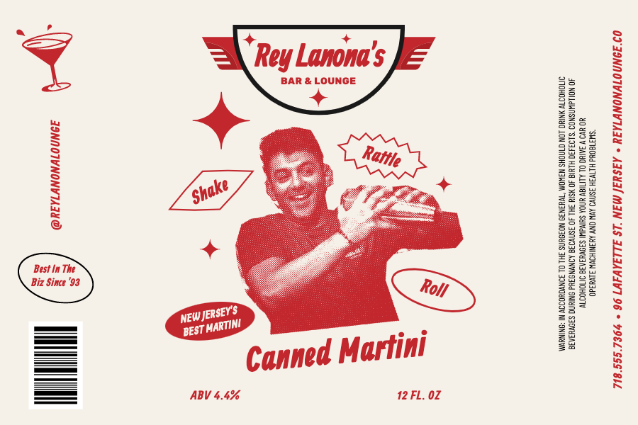 rey lanona - canned martini label