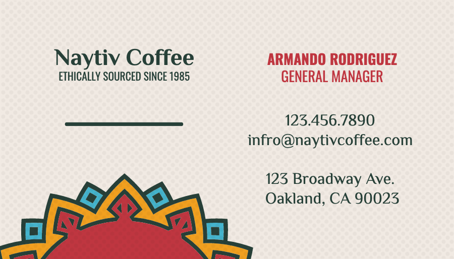 Naytiv Coffee - business card