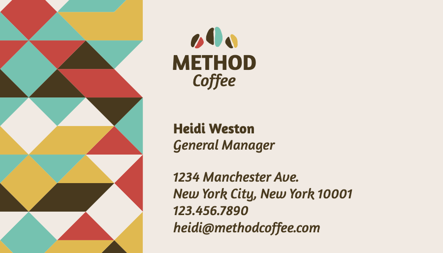 method coffee - business card