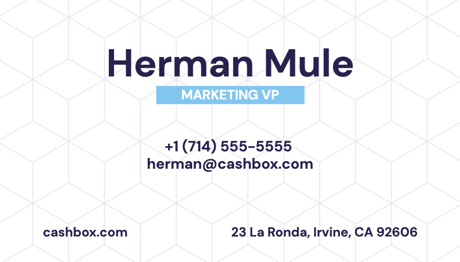 cashbox business card