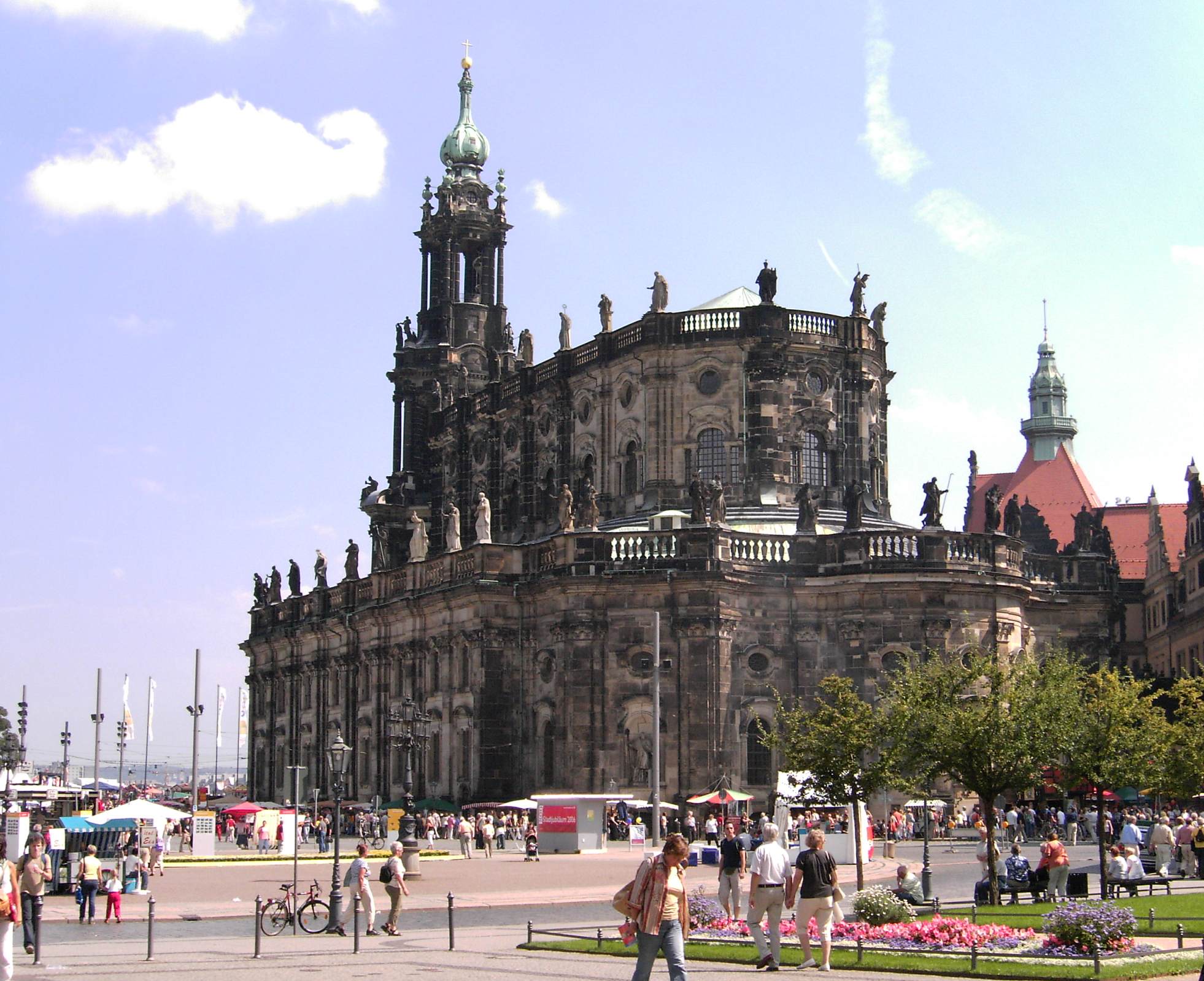 Dresden Cathedral in Dresden, Germany, a Baroque-style building constructed between 1739 and 1755.