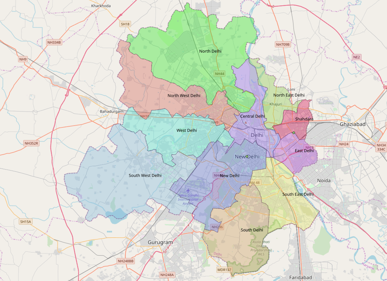 Location in Delhi, India