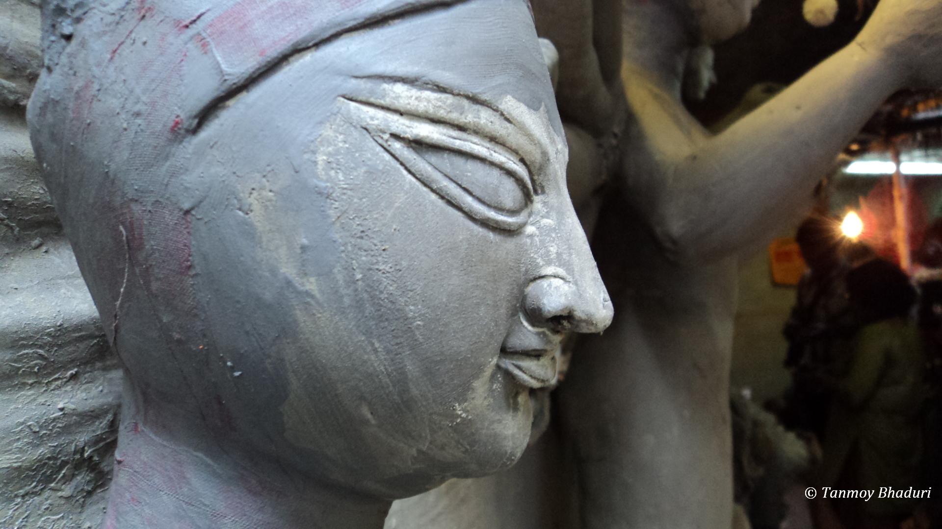Face of Devi Durga ready for painting