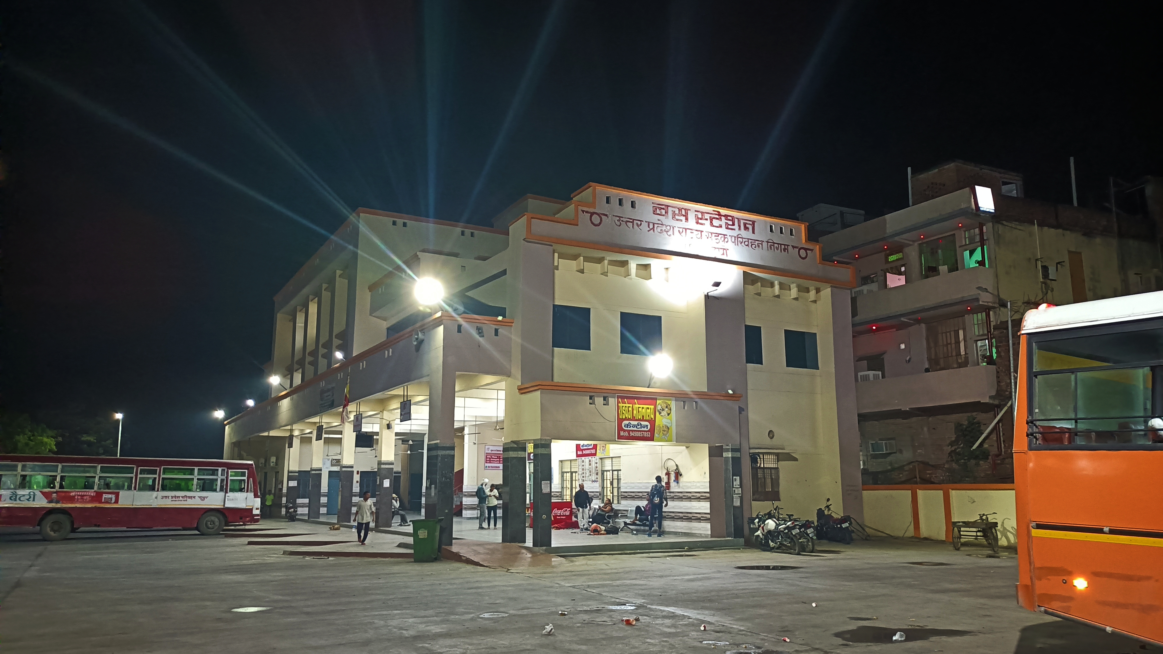 a building at night