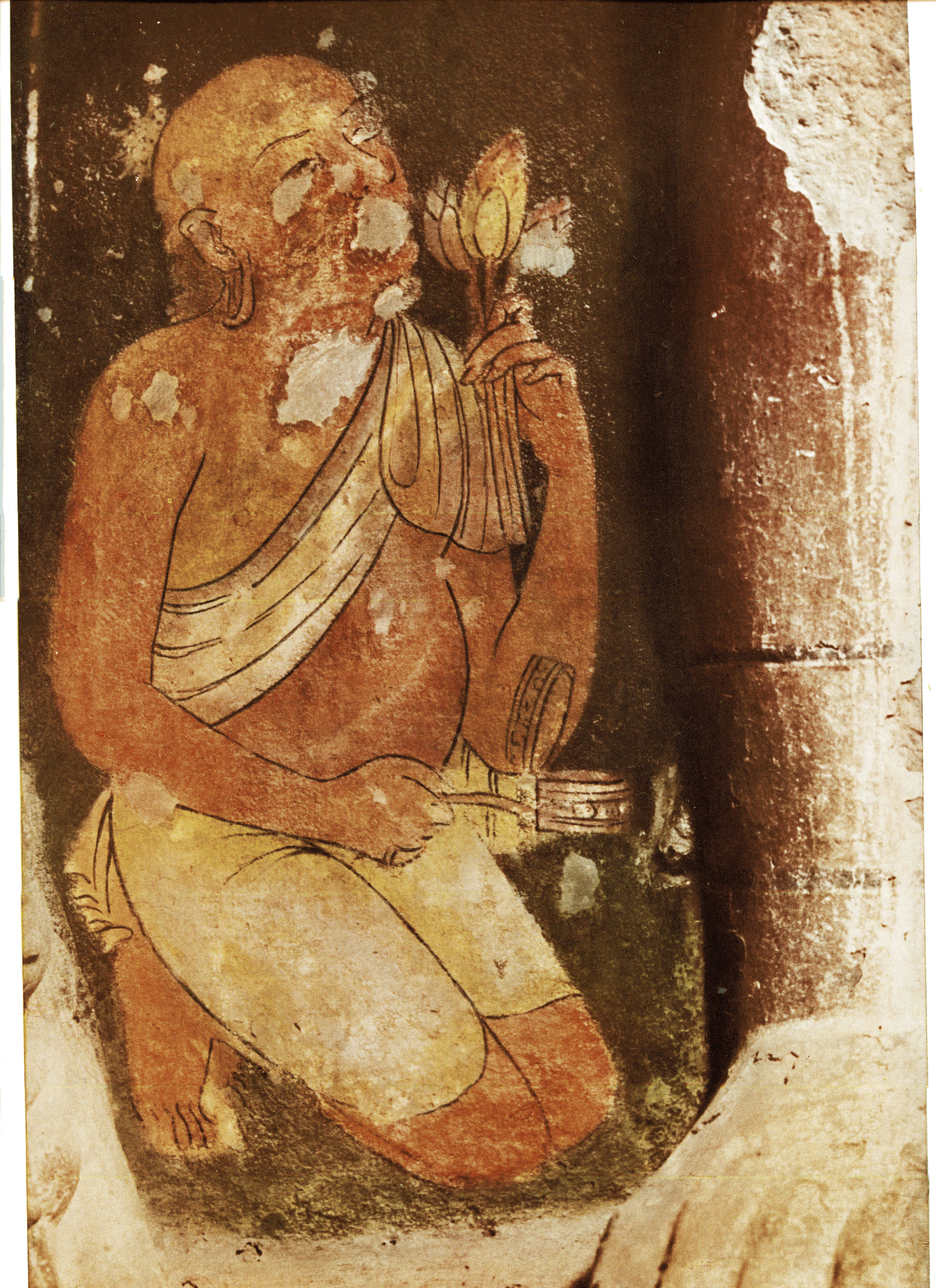 Painting showing the Mahayana devotional worship to the Buddha[138][143]