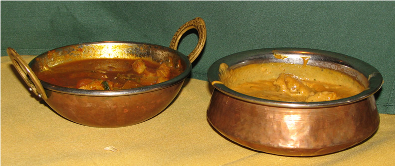 Traditional Indian karahi (left) and handi (right) serving dishes