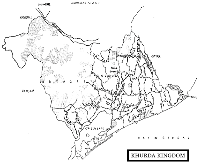 Extent of the Khurda Kingdom in 18th century (c. 1720s – 1740s)
