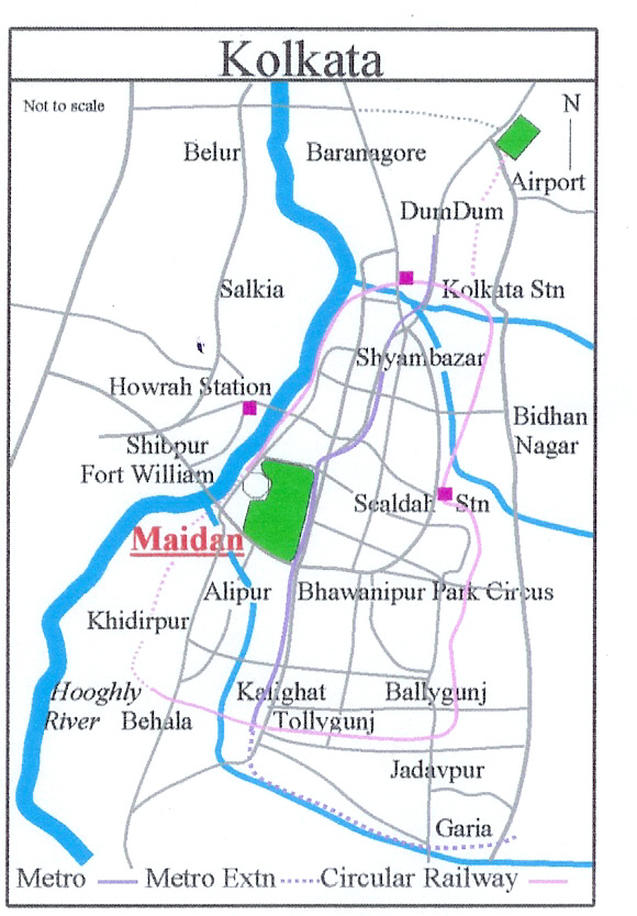 Location of Maidan in Kolkata map