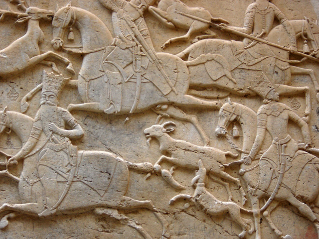 Persian relief from Qajar era in the style of Persepolis, located at Tangeh Savashi.