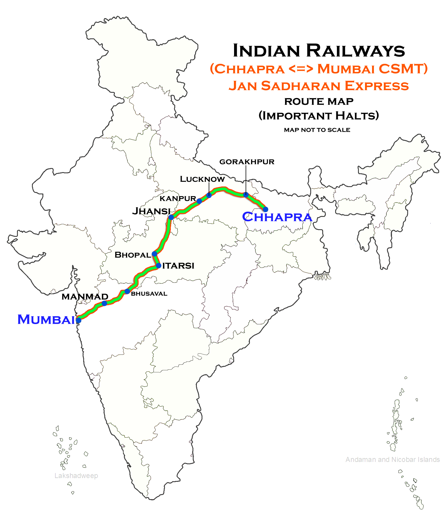 (Chhapra–Mumbai CSMT) Jan Sadharan Express route map
