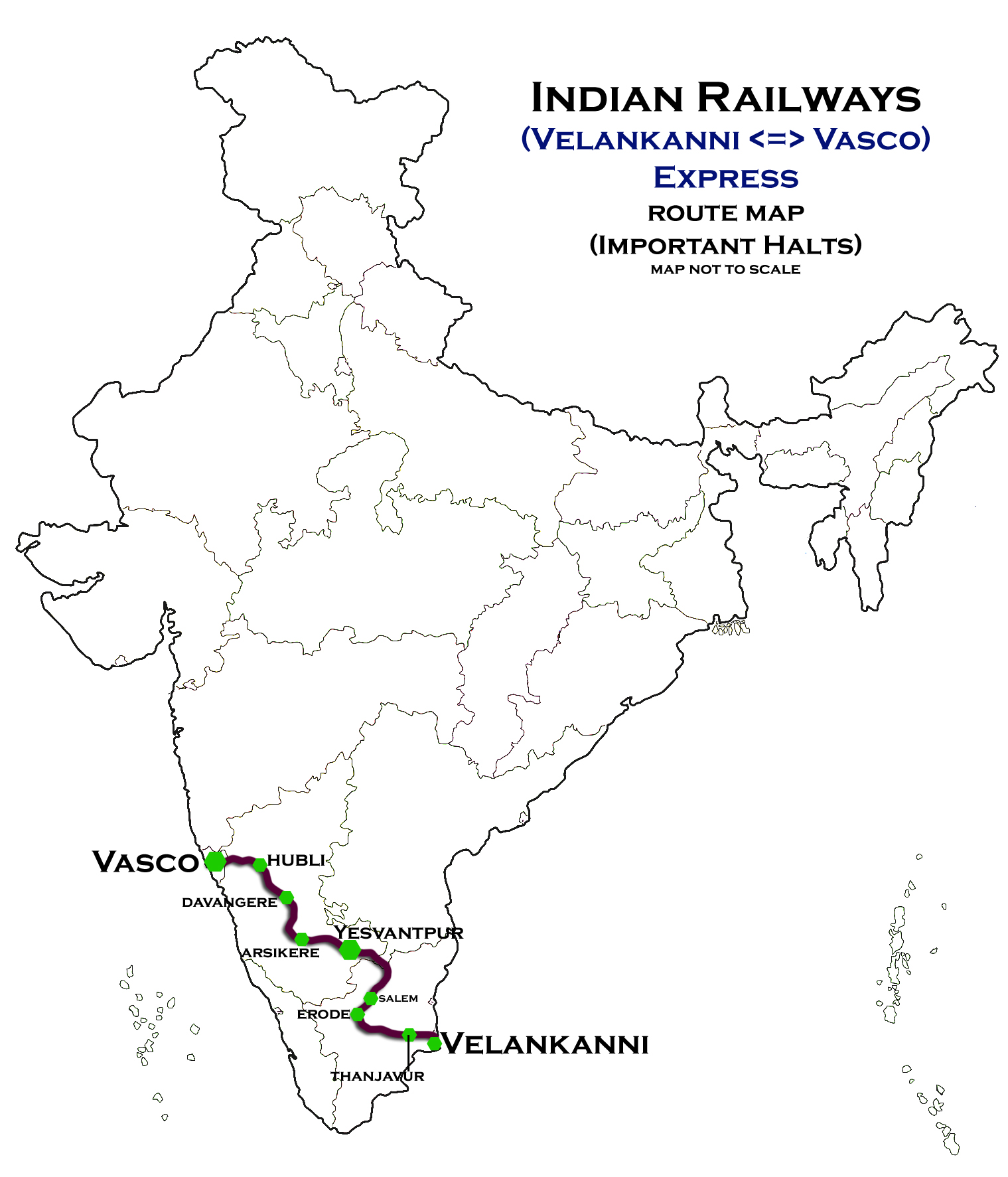(Velankanni - Vasco) Express Route map