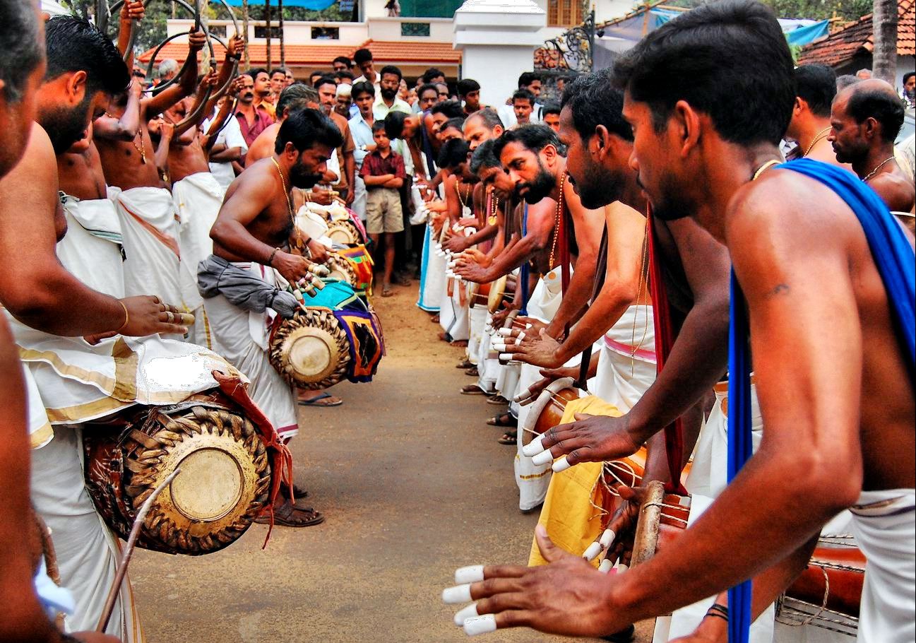 Panchavadyam (orchestra of 5 instruments) during a festival