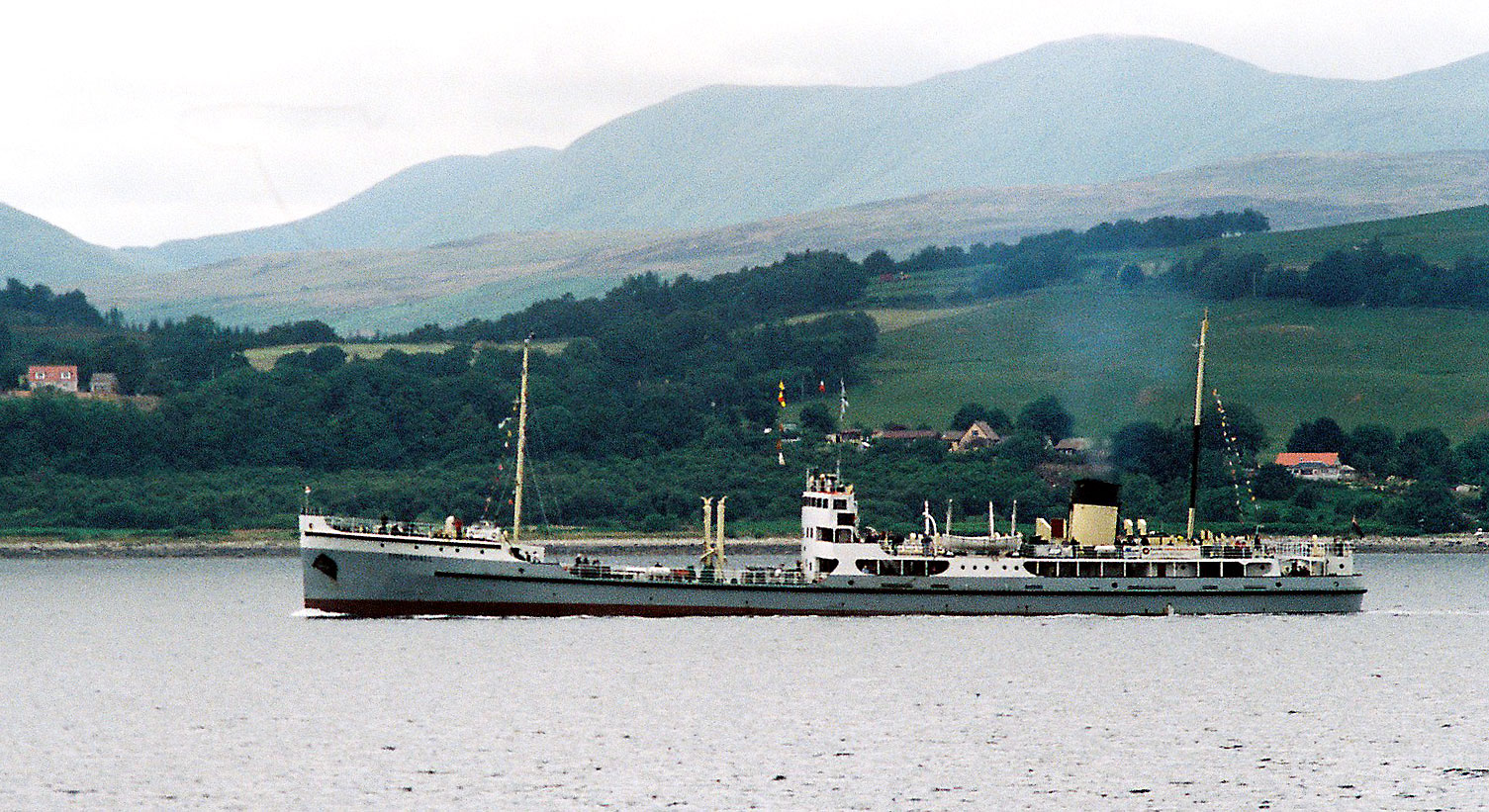 SS Shieldhall steams down the Firth of Clyde.