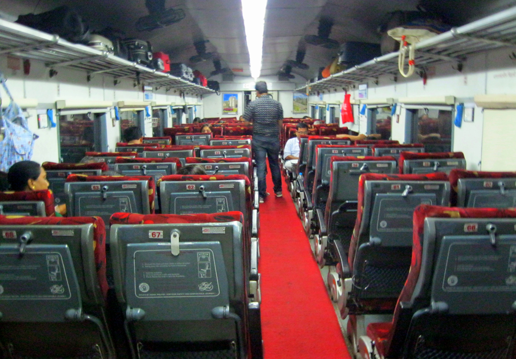 AC Chair Car Coach (CC) in an Jan Shatabdi Express.