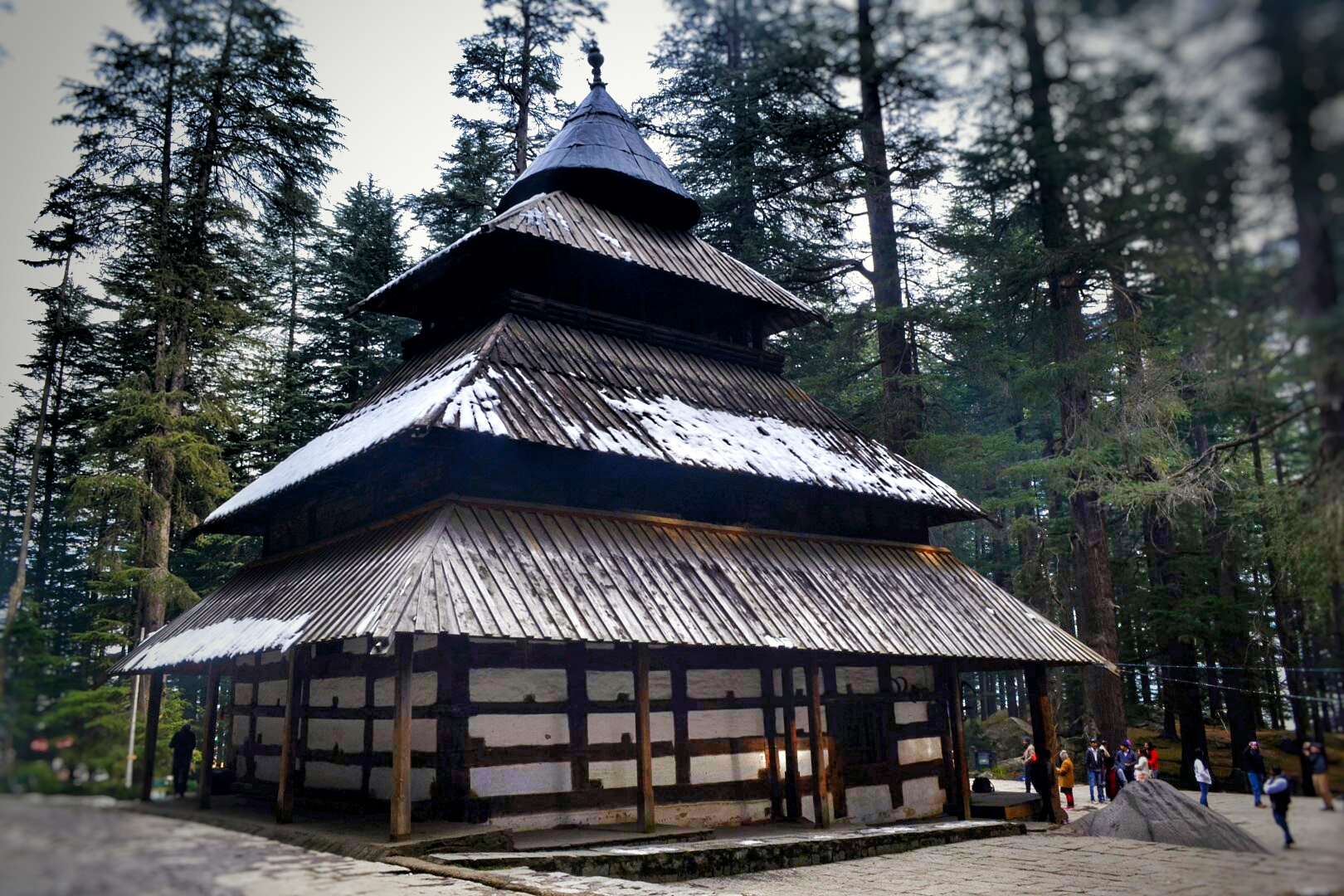 External view of ancient Hidimba Devi Temple in Manali