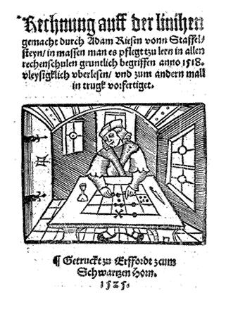 Adam Ries, Rechenung auff der linihen und federn (2nd Ed.), 1525