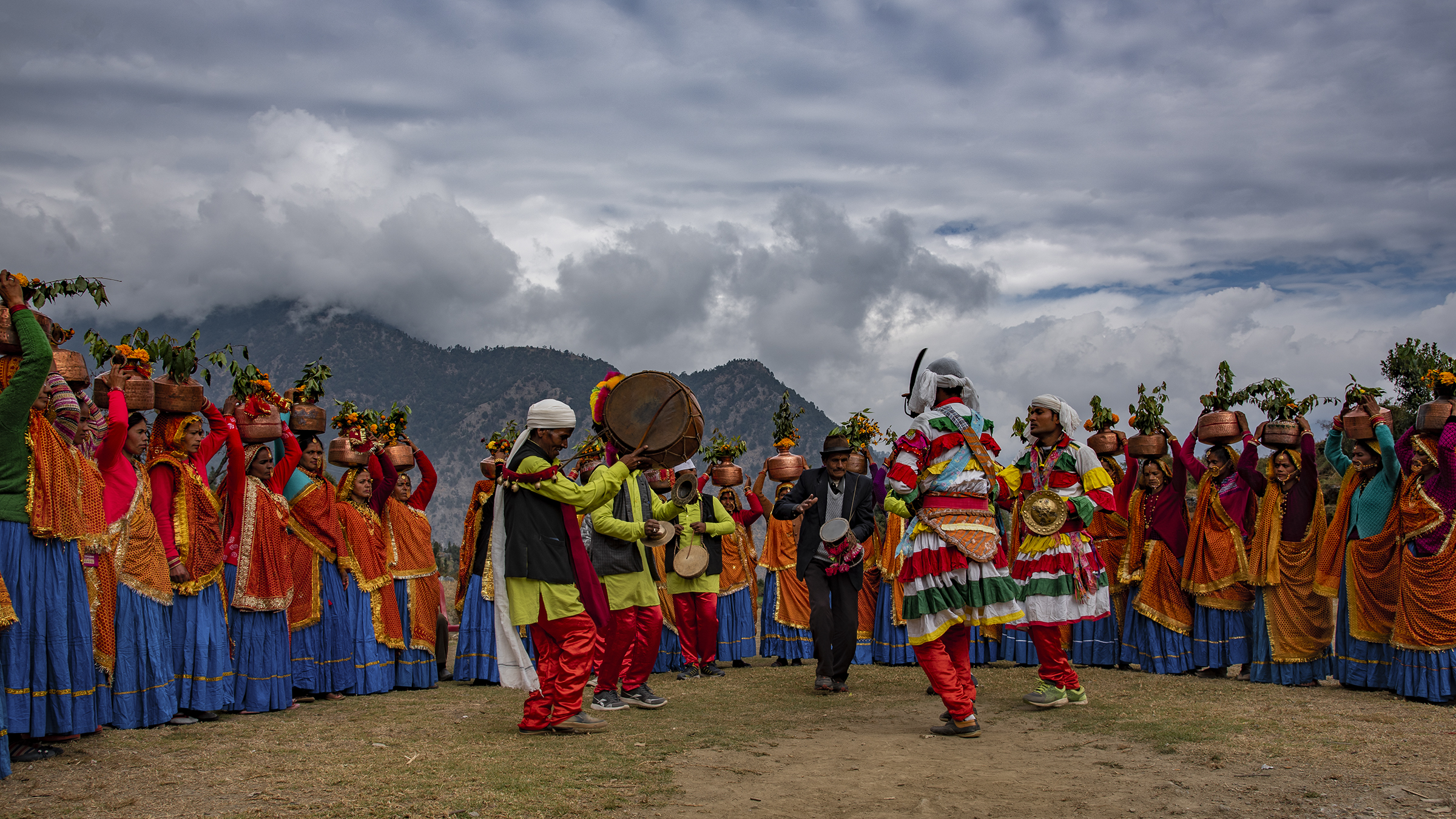 Natives of Uttrakhand performing traditional dance of Uttarakhand called Choliya.